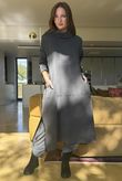 Scuba Stretch Funnel Neck Cocoon Dress Sport Grey /10=